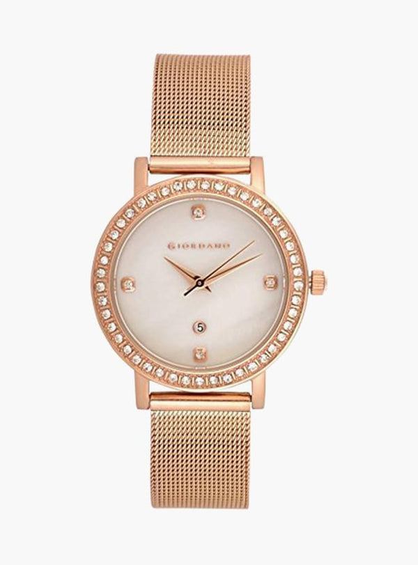 GIORDANO Women Embellished Analog Watch with Mesh Strap - GZ-60025-44