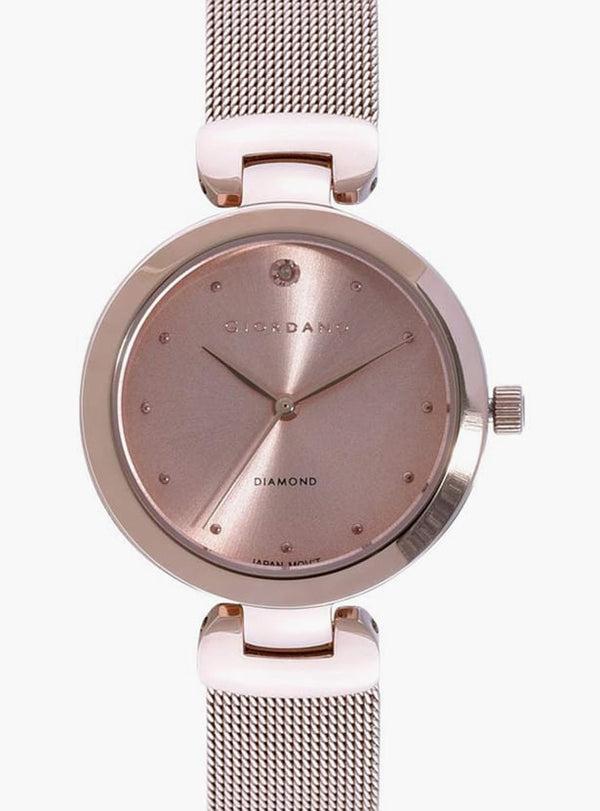 Quartz 32/6.5 mm Rose Gold Dial Mesh Metal Analog Watch for Women - GZ-60032-11