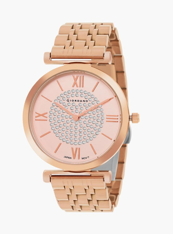 Women Embellished Analog Watch with Metal Strap - GZ-60063-33