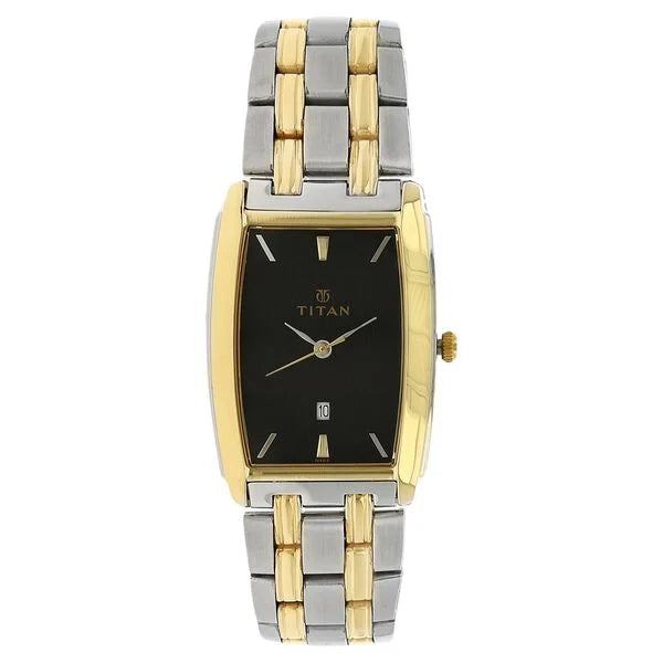 Quartz Analog with Date Black Dial Stainless Steel Strap Watch for Men