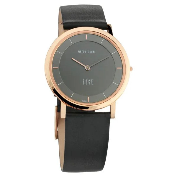Quartz Analog Anthracite Dial Leather Strap Watch for Men