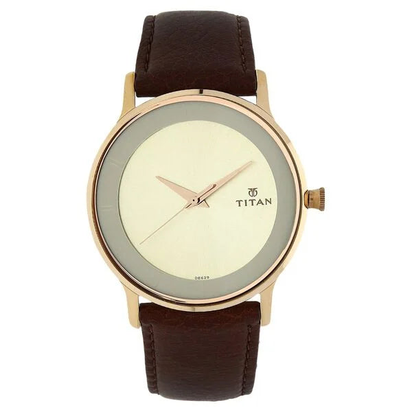 Champagne Dial Brown Leather Strap Watch NQ1672WL01