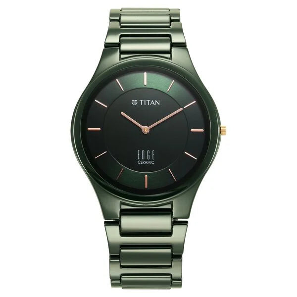 Edge Ceramic Quartz in Glossy Green Dial Watch for Men