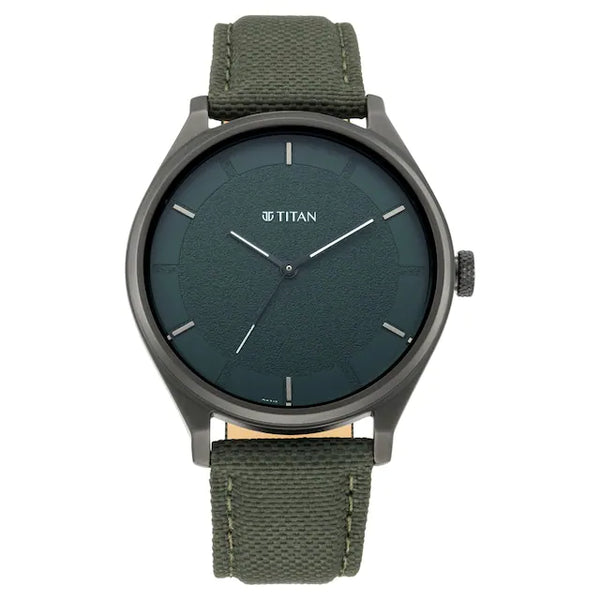 TITAN Workwear Watch with Green Dial & Fabric Strap NS1802NL02