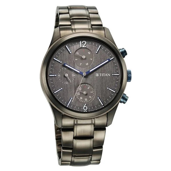 Neo Splash Quartz Multifunction Anthracite Dial Stainless Steel Strap Watch for Men