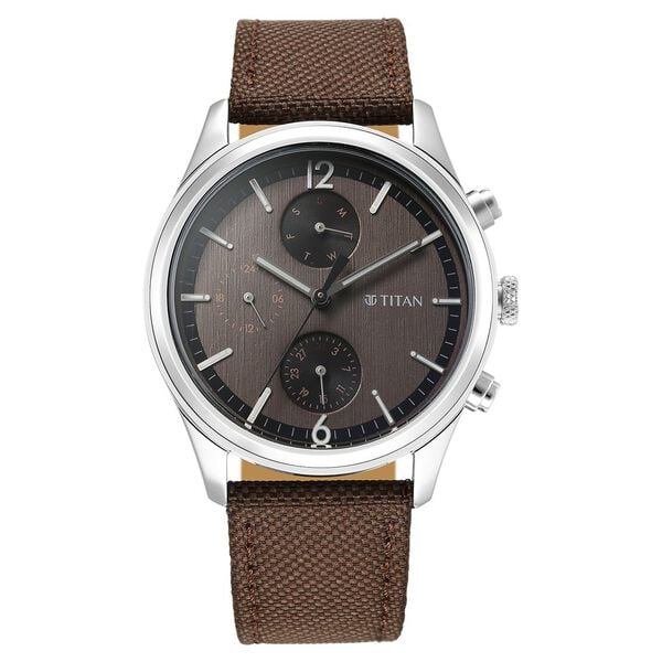 Wrist Wit Quartz Analog with Day and Date Brown Dial Leather Strap Watch for Men