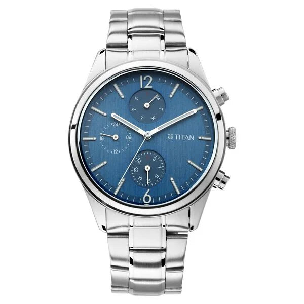 Men's Metropolitan Charm: Men's Multifunctional Blue Watch with Metallic Accents