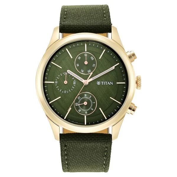 Neo Splash Green Dial Quartz Analog with Date Fabric Strap watch for Men