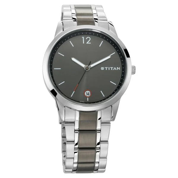 Men's Timeless Style Watch: Refined Anthra Dial and Metal Strap