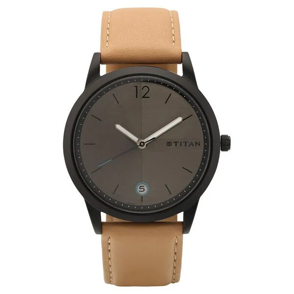 Men's Timeless Style Watch: Refined Anthracite Dial and Lather Strap