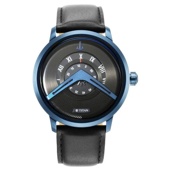Maritime Black Dial Analog Leather Strap watch for Men