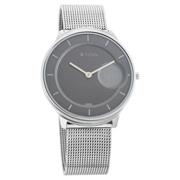 Minimals Grey Dial Analog Stainless Steel Strap Watch for Men