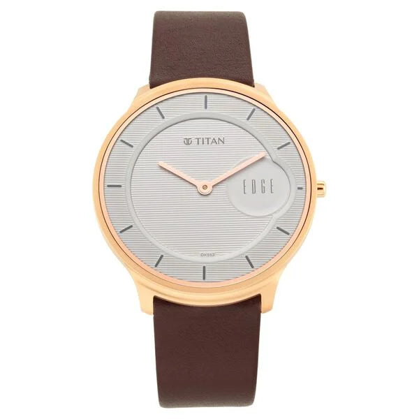 Quartz Analog White Dial Leather Strap Watch for Men