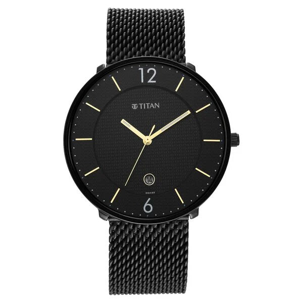 Edge Baseline Black Dial Analog Stainless Steel Strap Watch for Men