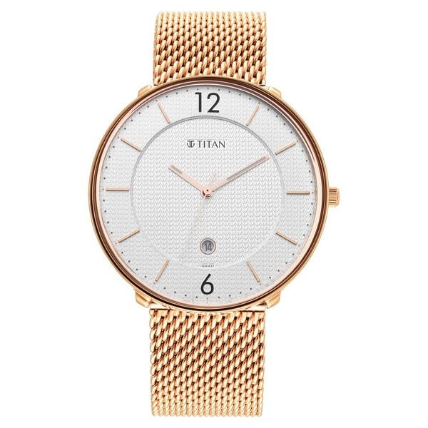 Black and Gold Silver Dial Analog Stainless Steel Strap watch for Men