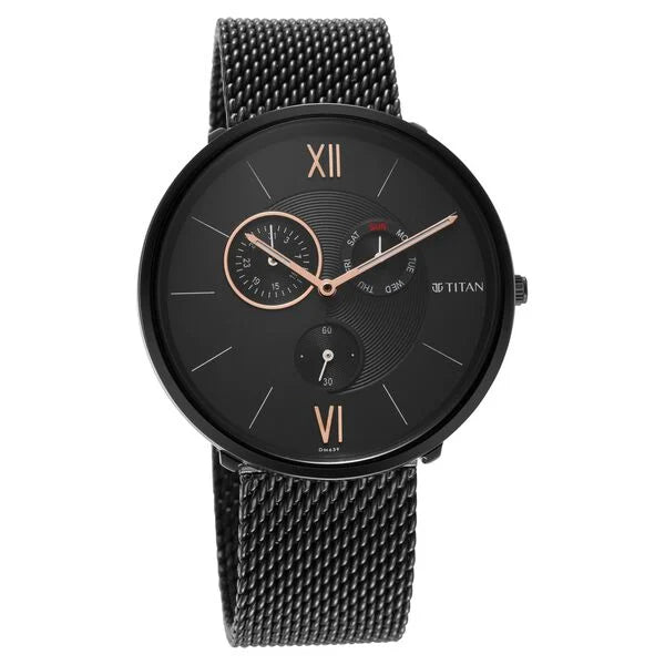 Men's Slimline Multifunction Watch with Elegant Weave Strap
