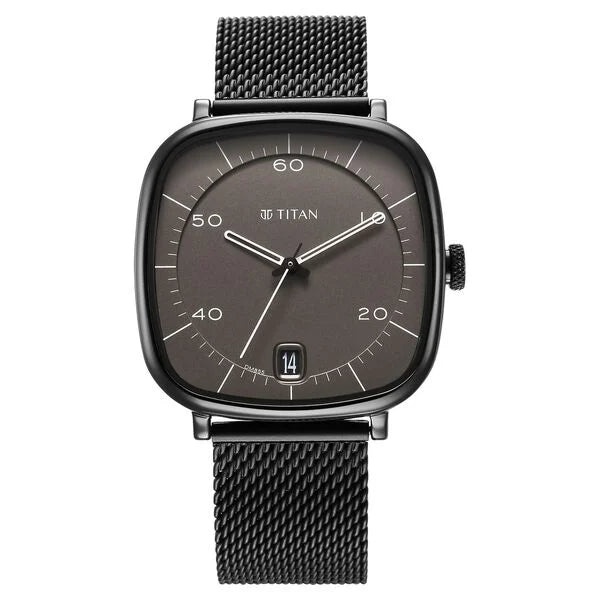 Neo Curve Quartz Analog with Date Anthracite Dial Black Stainless Steel Strap Watch for Men