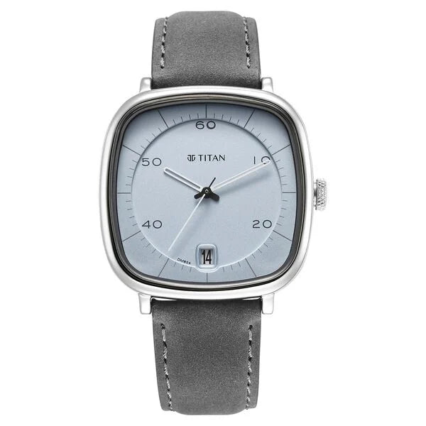 Quartz Analog with Date Anthracite Dial Leather Strap Watch for Men