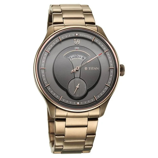 Quartet Brown Dial Analog Stainless Steel Strap watch for Men