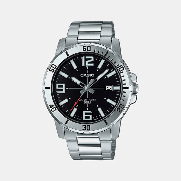 Enticer Men's Black Analog Stainless Steel Watch A1361 - MTP-VD01D-1BVUDF