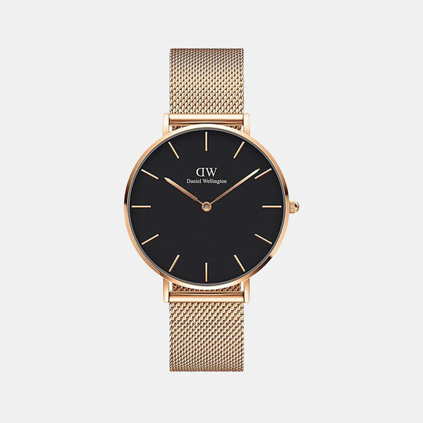 Petite Unisex Black Analog Stainless Steel Watch DW00100303k