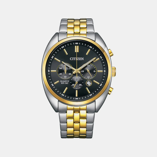 Men's Black Chronograph Stainless Steel Watch AN8214-55E