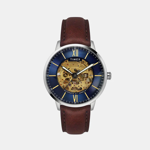 E Class Men's Blue Analog Leather Automatic Watch TWEG23501