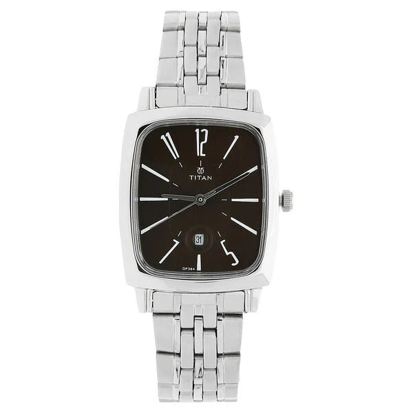 Quartz Analog with Date Brown Dial Stainless Steel Strap Watch for Women
