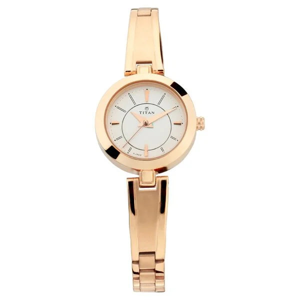 Titan Quartz Analog Silver Dial Metal Strap Watch for Women NT2598WM01