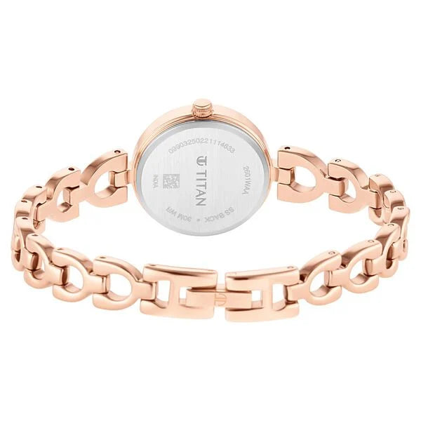 Titan Lagan Brown Dial Analog Metal Strap Watch for Women NS2601WM04