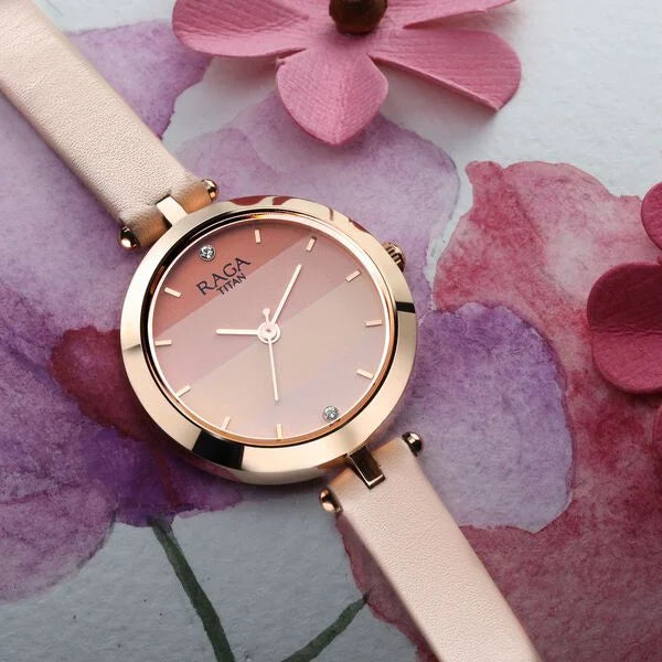 Raga Women's Blossom Elegance Pastel Pink Dial & Leather Grace Watch NT2606WL02