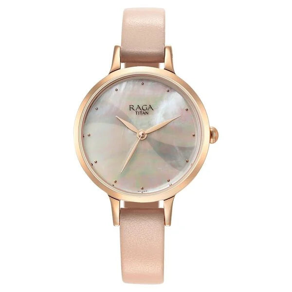 TITAN Raga Power Pearls Women Analog Watch with Leather Strap -2666WL04