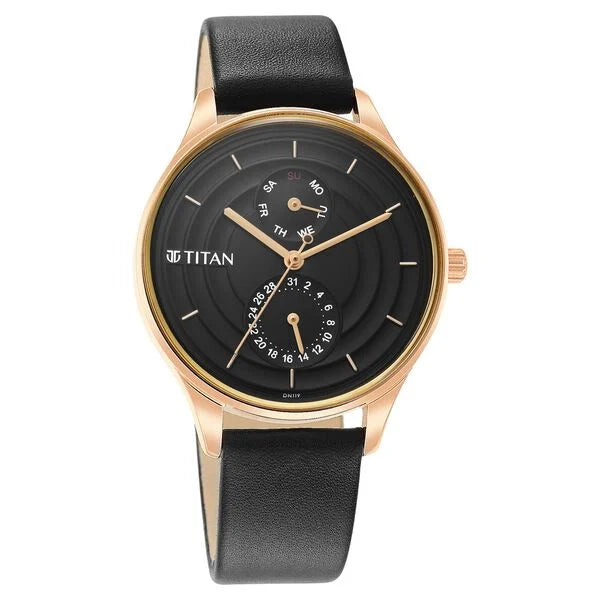 Titan Neo Workdays Black Dial Quartz Multifunction Leather Strap watch for Women NS2670WL07