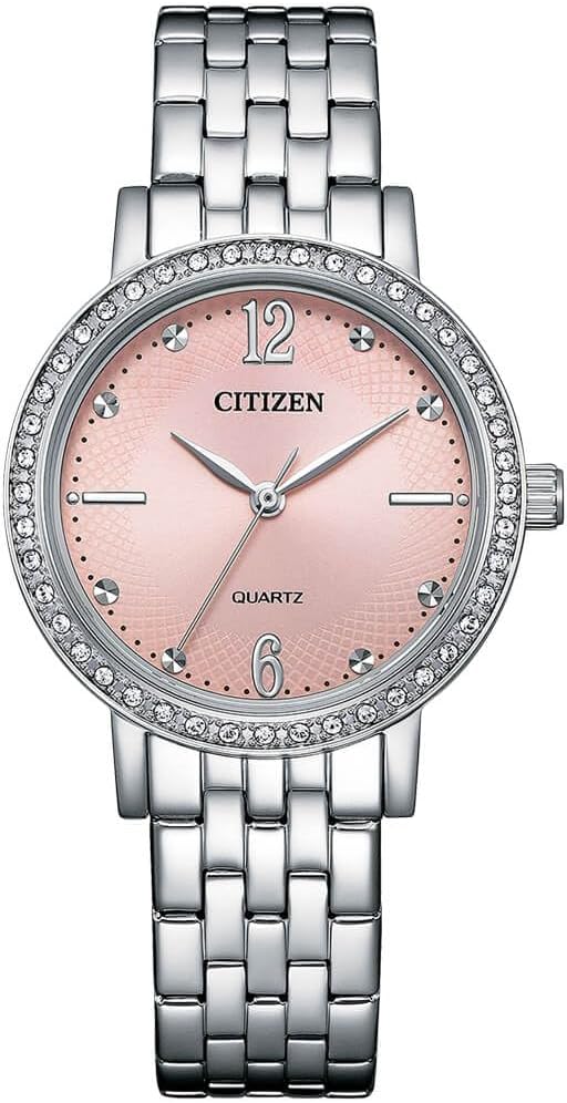Basic Quartz Pink Dial Stainless Steel Wrist Watch Watch for Women - EL3100-55W