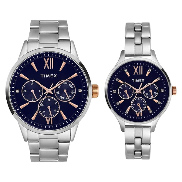 Couple Blue Round Multifunction Dial Watch- TW00PR305