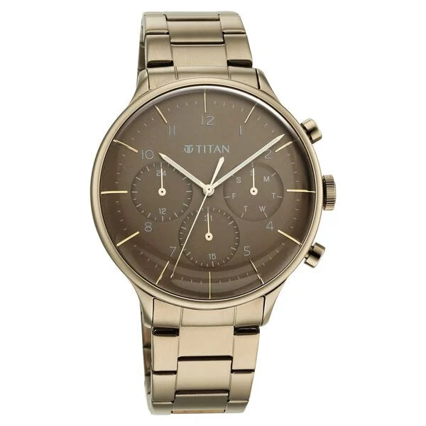 Titan Urban Magic Brown Dial Multial Stainless Steel Strap Watch For Men NR90102QM02