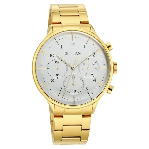 Titan Urban Magic Silver Dial Quartz Multifunction Stainless Steel Strap Watch For MenTitan Urban Magic Silver Dial Quartz Multifunction Stainless Steel Strap Watch For Men NR90102YM01