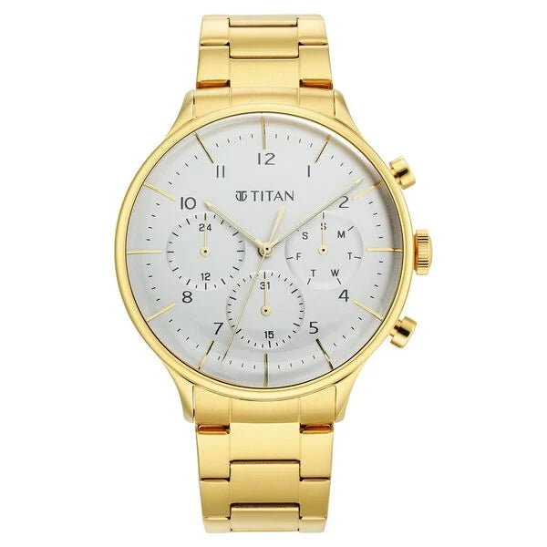 Titan Urban Magic Silver Dial Quartz Multifunction Stainless Steel Strap watch for Men NT90102YM01