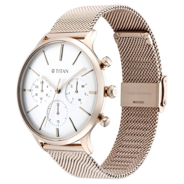 Light Leathers Silver Dial Quartz Multifunction Stainless Steel Strap Watch for Men