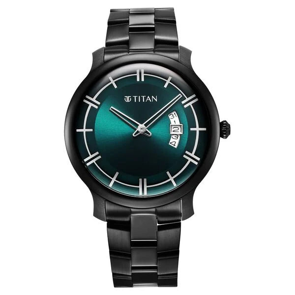 Classic Distincta Green Dial Analog with Date Stainless Steel Strap Watch for Men