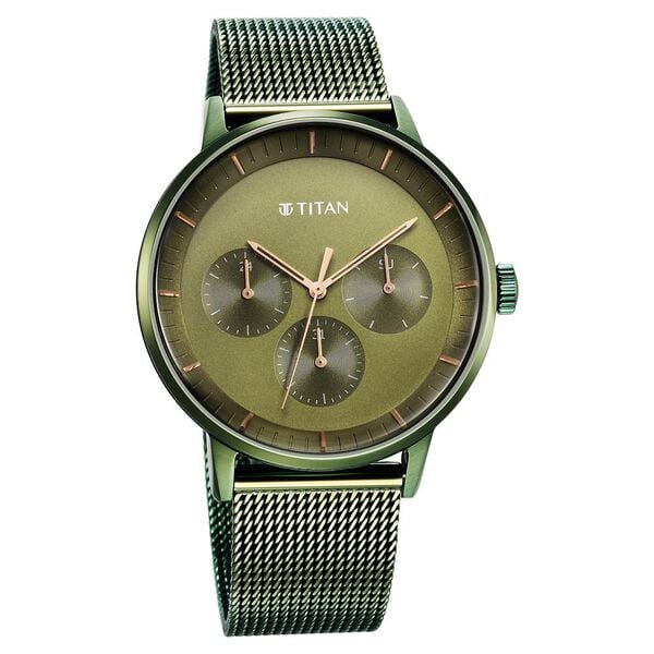 Modern Classics Green Dial Quartz Multifunction Stainless Steel Strap Watch for Men