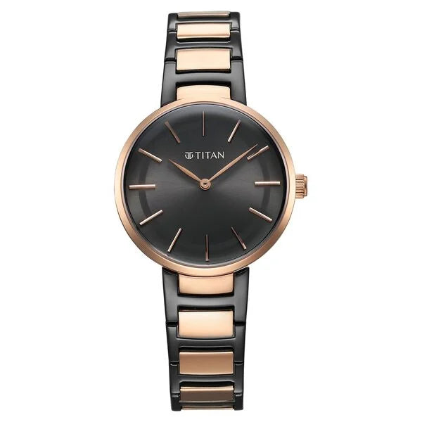 Titan Workwear Quartz Analog Anthracite Dial Stainless Steel Strap Watch for Women NT95183KM02