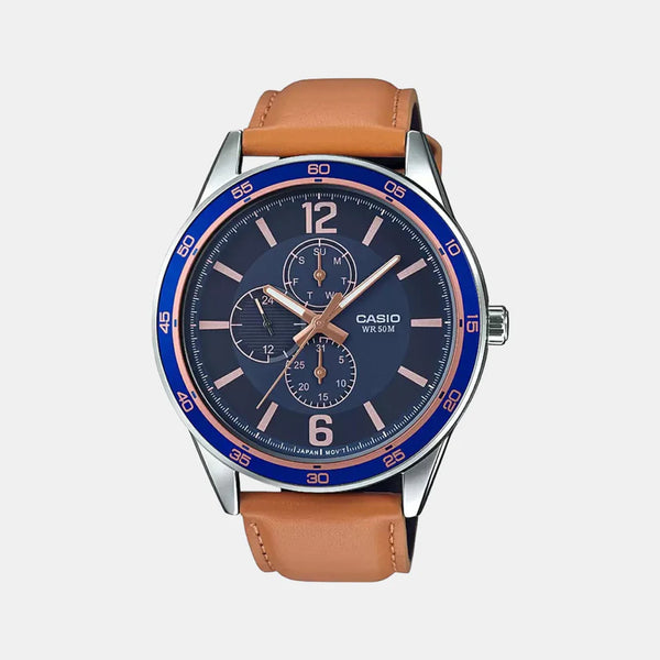 Enticer Men's Analog Leather Watch A1532 - MTP-E319L-2BVDF
