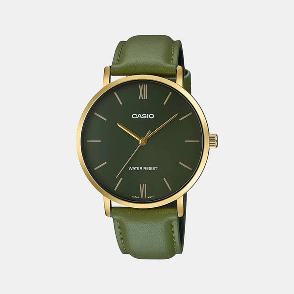 Enticer Men's Green Analog Leather Watch A1782 - MTP-VT01GL-3BUDF