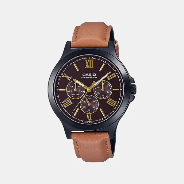 Enticer Men's Chronograph Leather Watch A1971 - MTP-V300BL-5AUDF