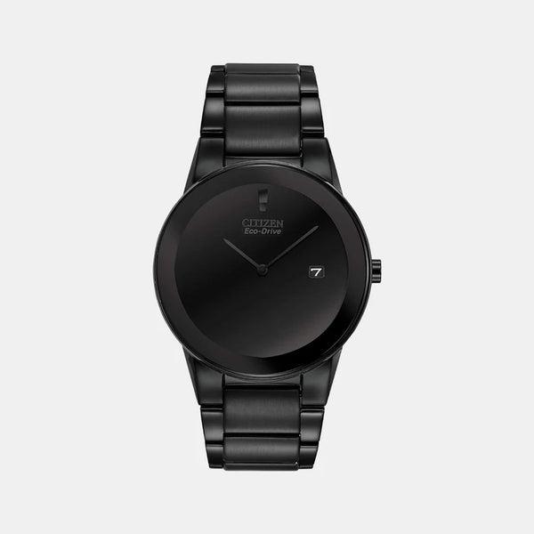 Eco-Drive Men's Black Analog Stainless Steel Watch AU1065-58E