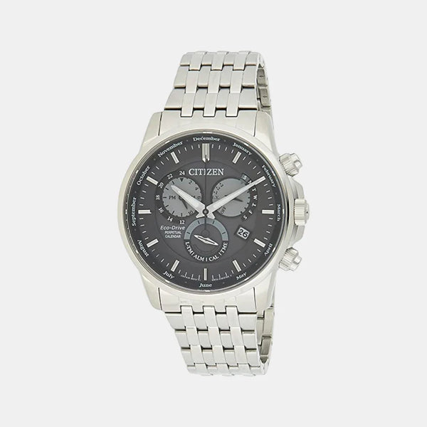 Men's Grey Stainless Steel Eco-Drive Chronograph Watch BL8150-86H