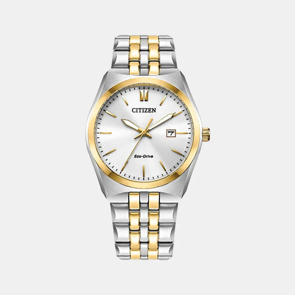 Eco-Drive Men's White Analog Stainless Steel Watch BM7334-58B
