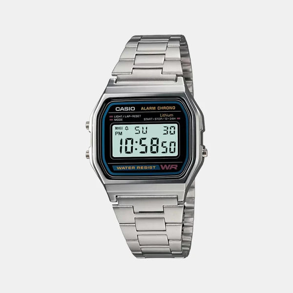 Casio Vintage Silver Digital Unisex Watch A-158WA-1Q - D011