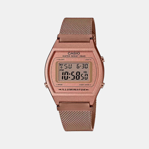 Vintage Unisex Rose Gold Digital Stainless Steel Mesh Band Watch D216 - B640WMR-5ADF